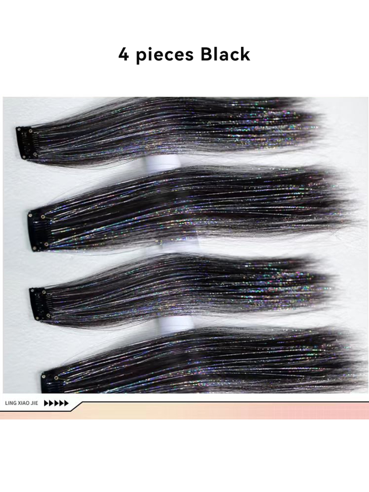 Hair Tinsel Colored Hair Extensions Clip In 60cm/23.5inch Party Festival Glitter Hair Accessories