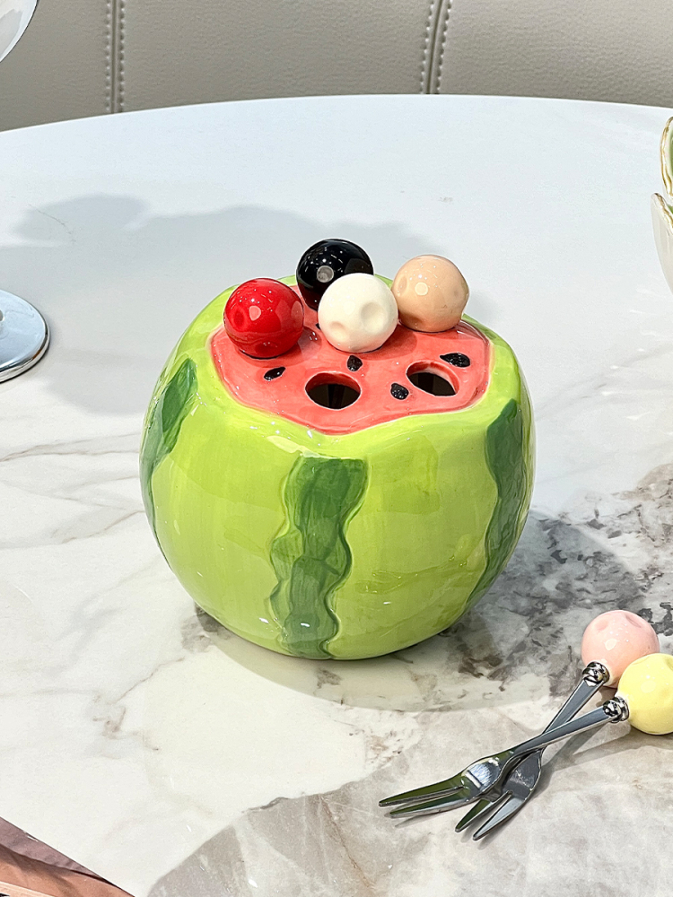 Cute Watermelon Dessert Fruit Fork Set with Storage Jar – 304 Stainless Steel Dessert Forks, Safe for Kids & Family