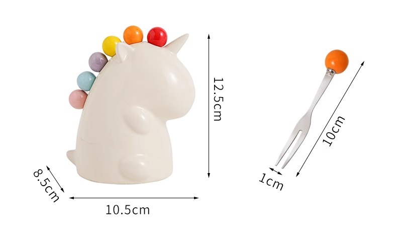 Cute Unicorn Design Fruit & Dessert Fork Set – 304 Stainless Steel Mini Forks with Storage Jar for Home Use