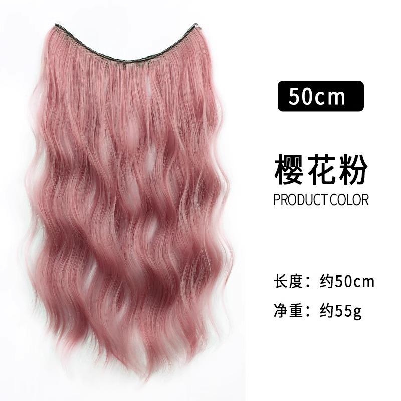 Clip-In Curly Hair Extensions with Highlights – One-Piece Wavy Colorful Hair Weft for Extra Volume and Gradient Ombre Effect, Invisible Ear-Hanging Design
