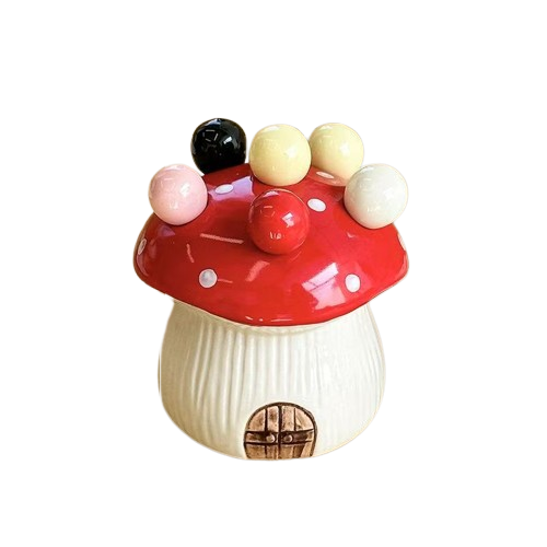 Stainless Steel Dessert Fruit Fork Set with Storage Jar – Cute Mushroom Design, Includes Dessert Forks, Picks & Child-Safe Skewers for Afternoon Tea or Snacks