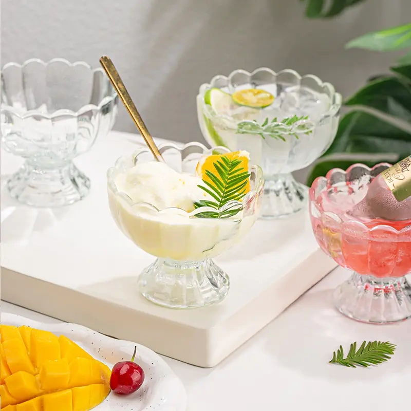 5-Pack Ice Cream & Milkshake Glasses – Stylish & Durable Glass Cups for Summer Drinks & Sweet Treats