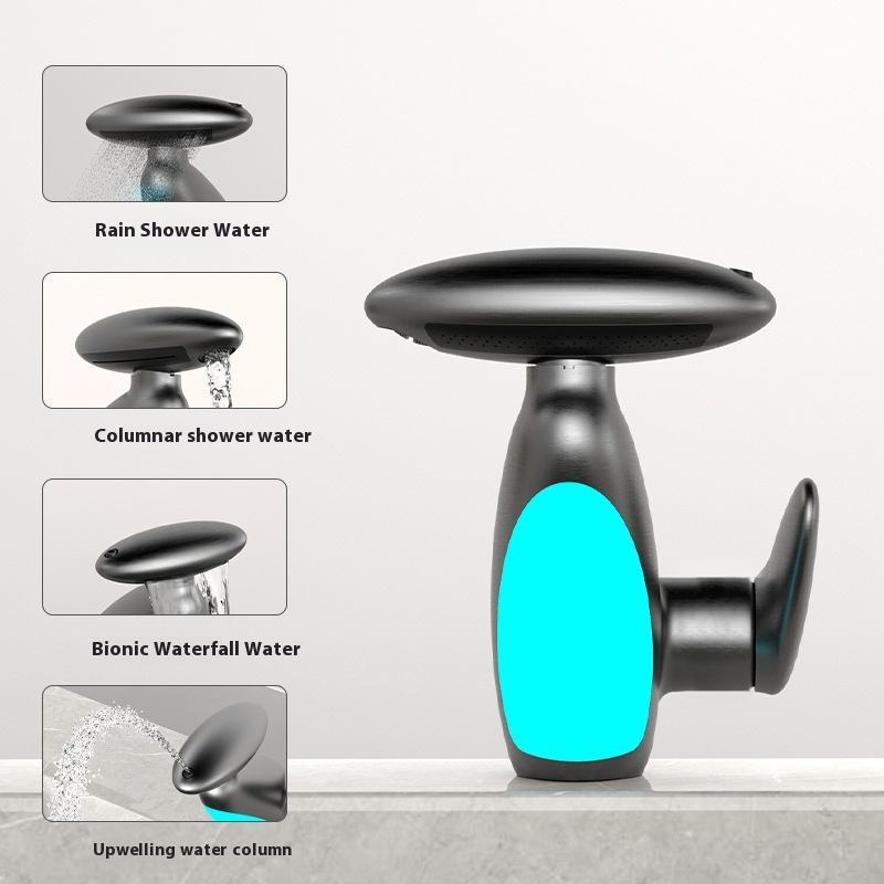 Creative Bathroom Faucet Set – Includes Pull-Out Tap & Decorative Sink with LED Mood Lamp for Home Use