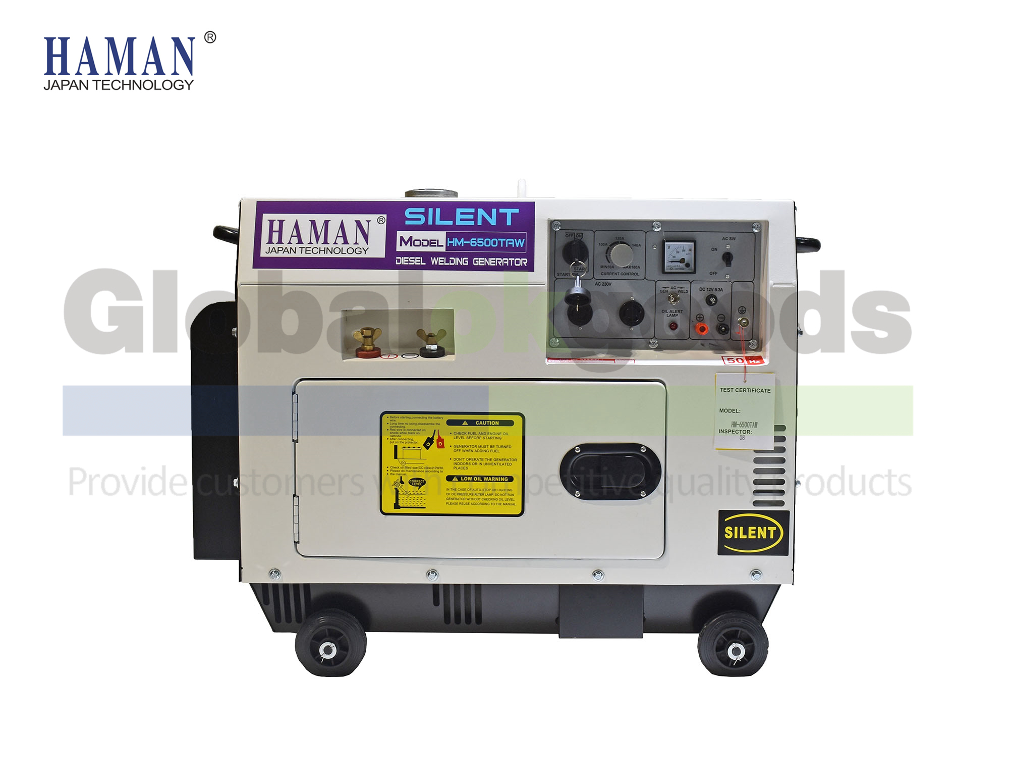 6500TAW Japan HAMANディーゼル発電機 POWER: 2.5KVA Silent Diesel generating+welding double use machine, 50-180A adjustable current, generator