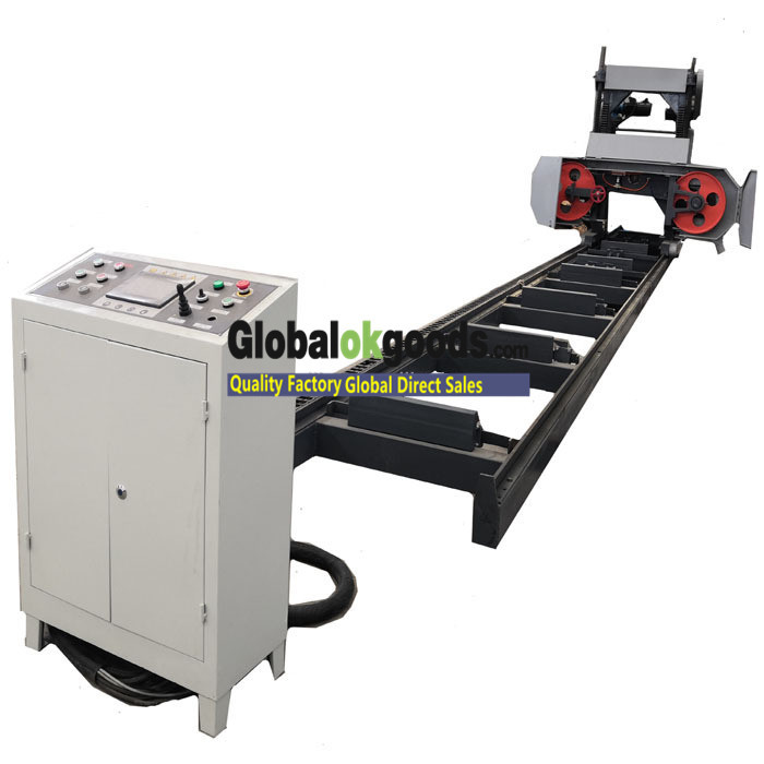 Small 500MM Diameter Log Cutting Machine Horizontal Band Sawmill Pneumatic Wood Clamping