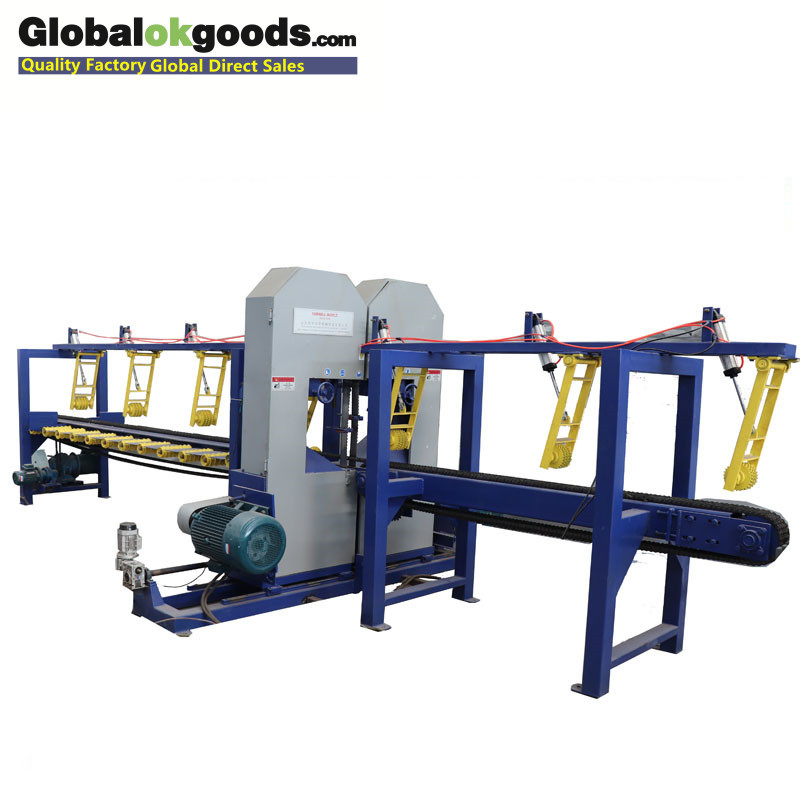 SLS350 Double Edges Cut Twin Heads Vertical Band Sawmill Wood Saw Machine Line