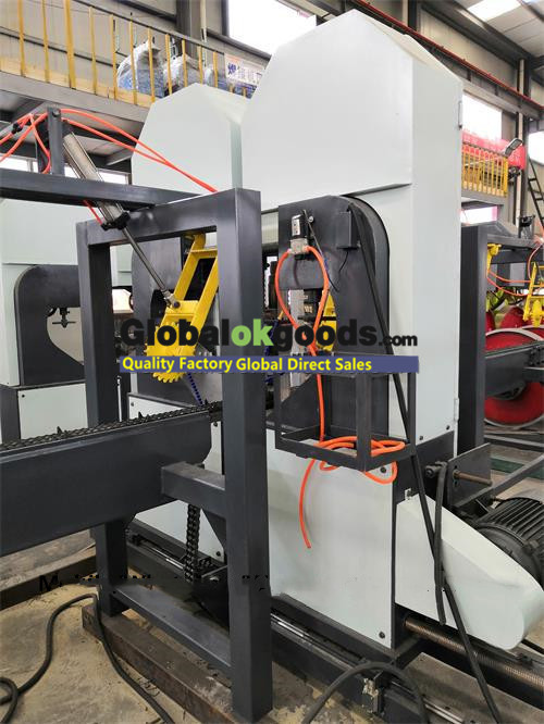 small log cutting production line twin blades vertical band sawmill for square wood