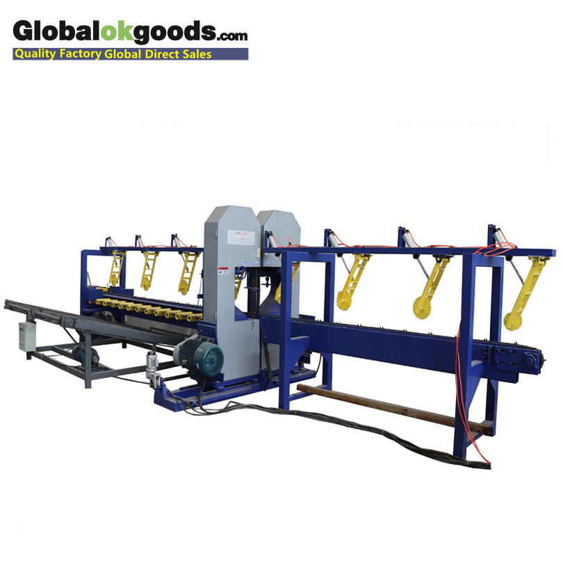 SLS350 Double Edges Cut Twin Heads Vertical Band Sawmill Wood Saw Machine Line