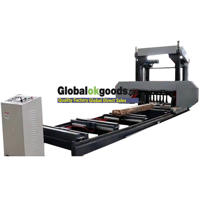 Small 500MM Diameter Log Cutting Machine Horizontal Band Sawmill Pneumatic Wood Clamping