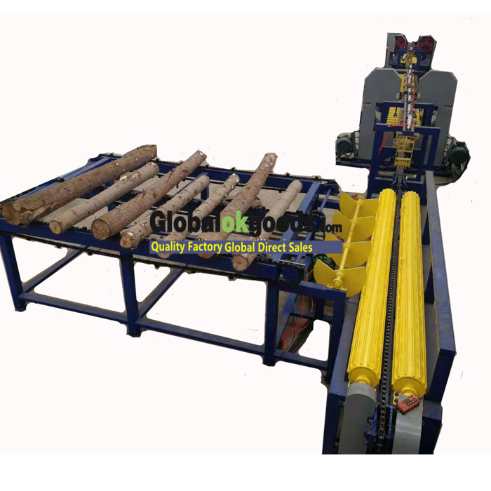 small log cutting production line twin blades vertical band sawmill for square wood