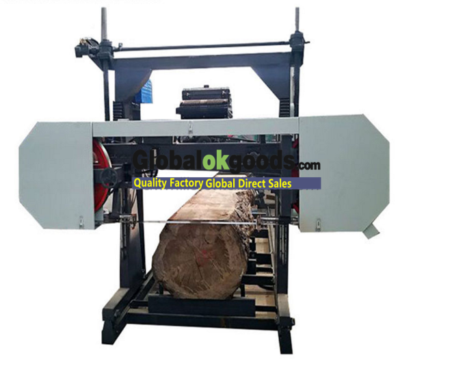 Small 500MM Diameter Log Cutting Machine Horizontal Band Sawmill Pneumatic Wood Clamping