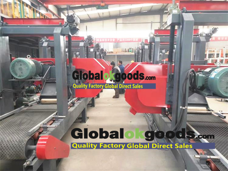 Multiple heads horizontal wood cutting band saw resaw band saw mill for wood planks