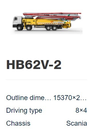 HB62V-2 Mounter Concrete Boom Pump