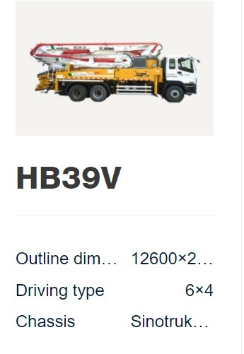 HB39V Mounter Concrete Boom Pump