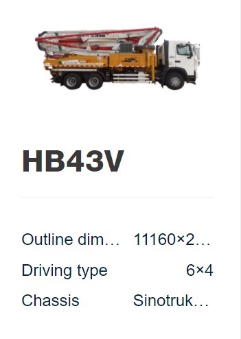 HB43V Mounter Concrete Boom Pump