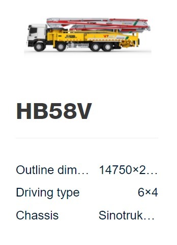 HB58V Mounter Concrete Boom Pump
