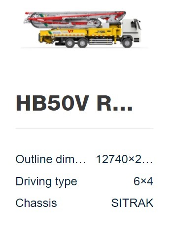 HB50V Mounter Concrete Boom Pump