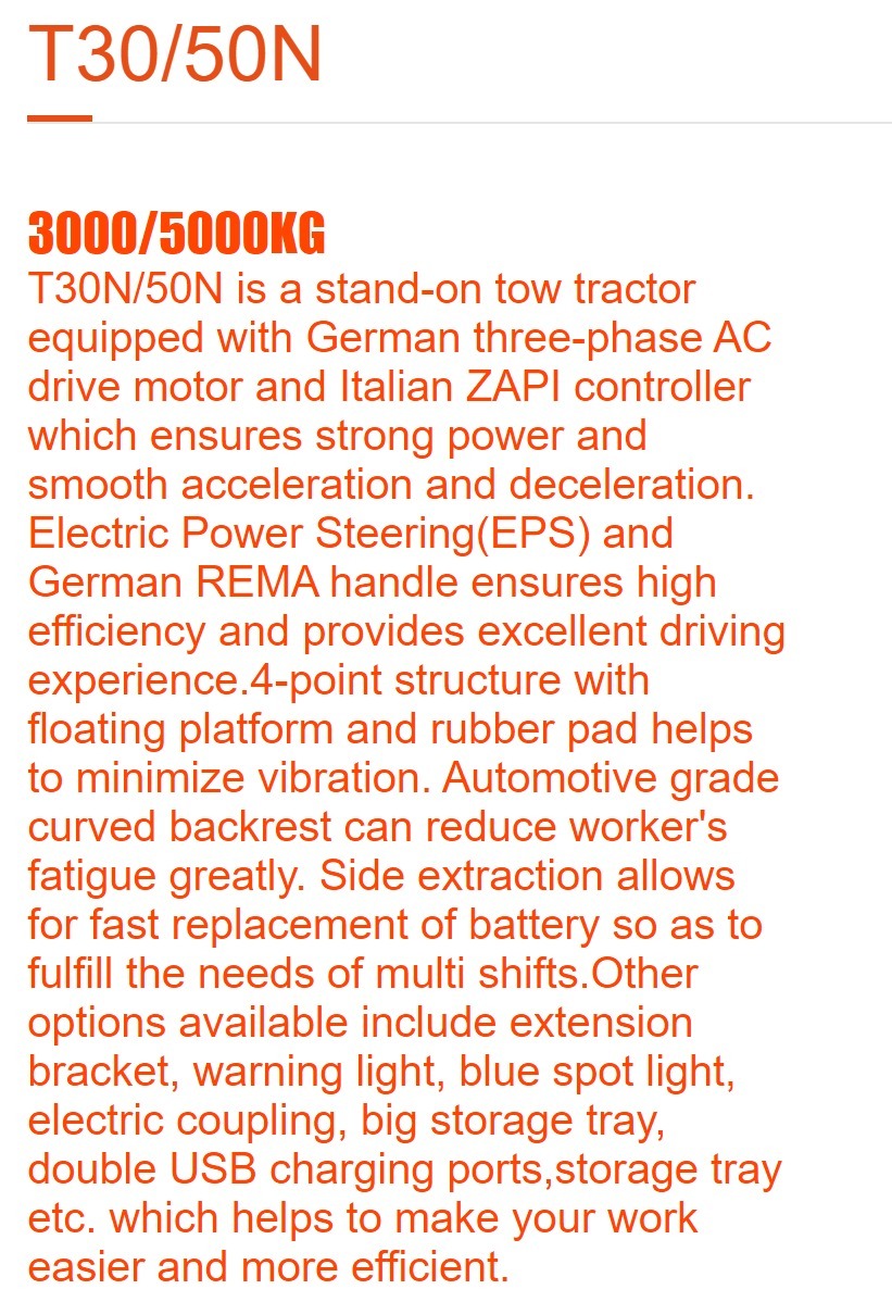 T30/50N Stand-on tow Tractor