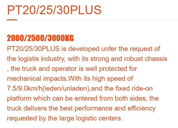 PT20/25/30 PLUS Pallet Truck
