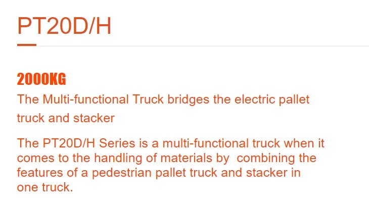 PT20D/H Electric Pallet Truck
