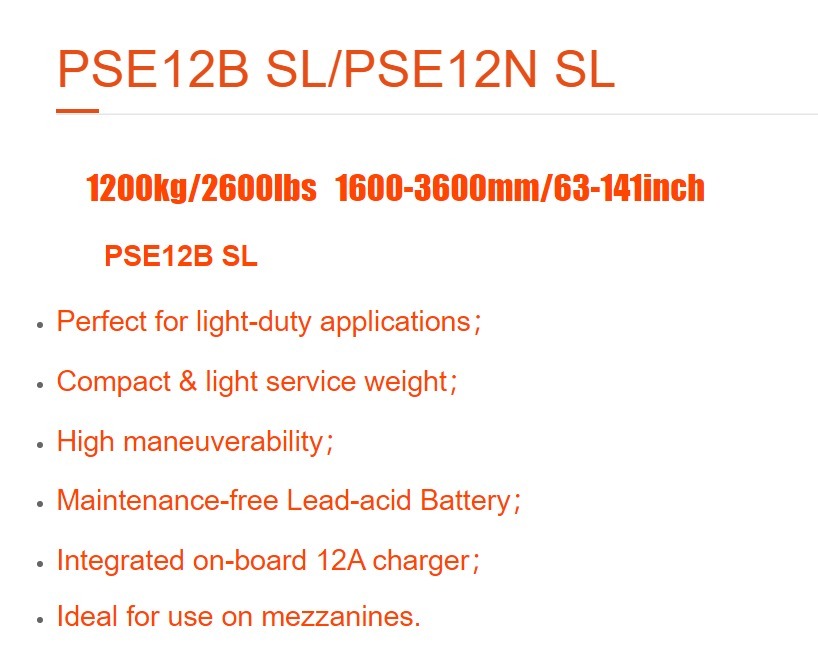 PSE12P/12N SL Electric Stacker