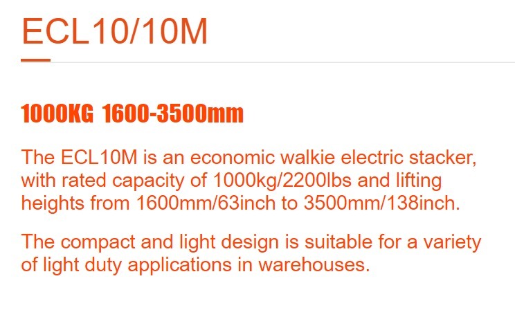 ECL10/10M Electric Stacker
