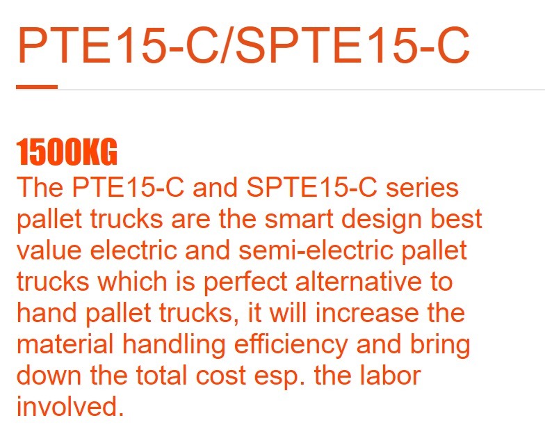 PTE15C/SPTE15C Electric Pallet Truck