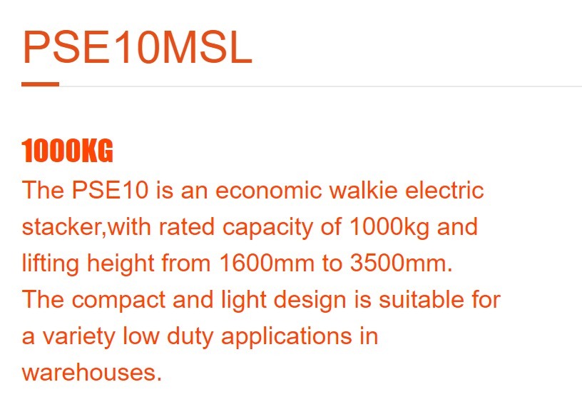 PSE10MSL Electric Stacker