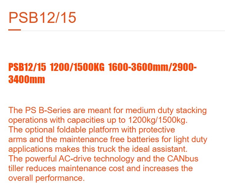PSB12/15 Electric Stacker