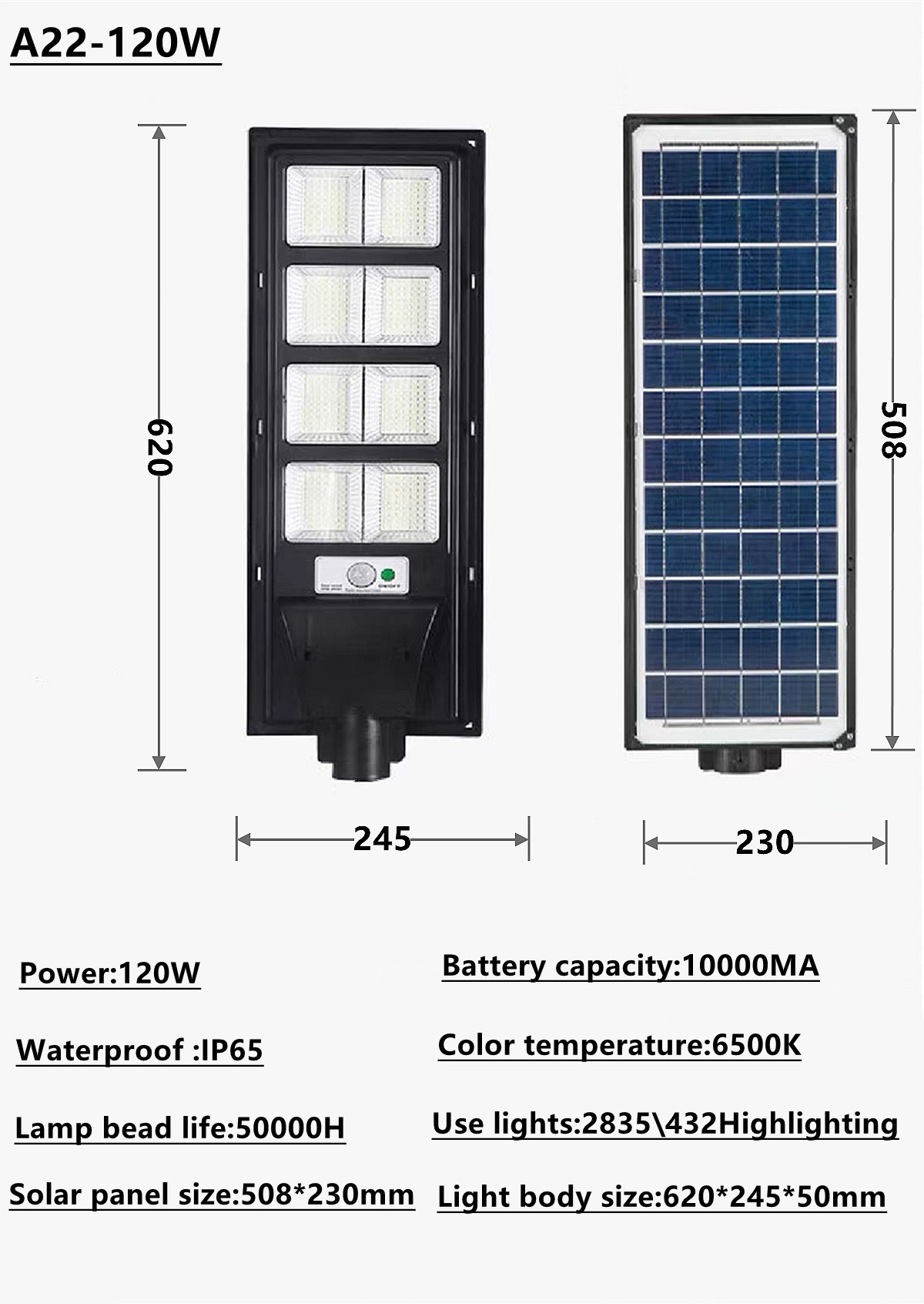 IP 65 Solar waterproof outdoor LED street light garden lamp