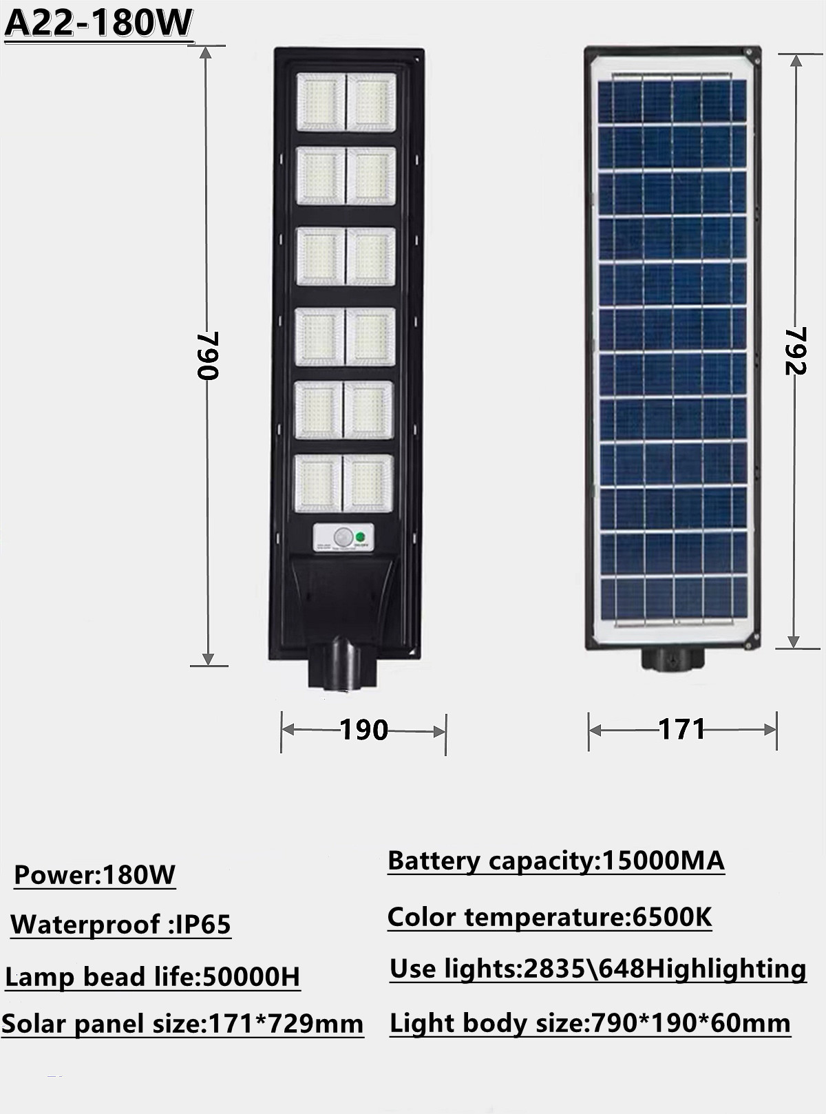 IP 65 Solar waterproof outdoor LED street light garden lamp