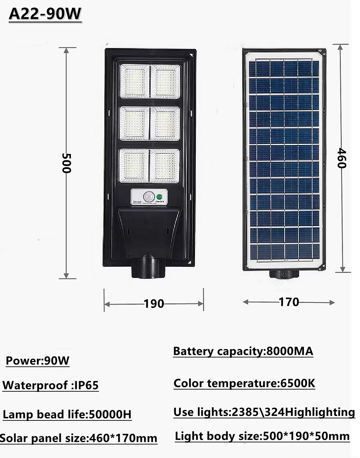 IP 65 Solar waterproof outdoor LED street light garden lamp