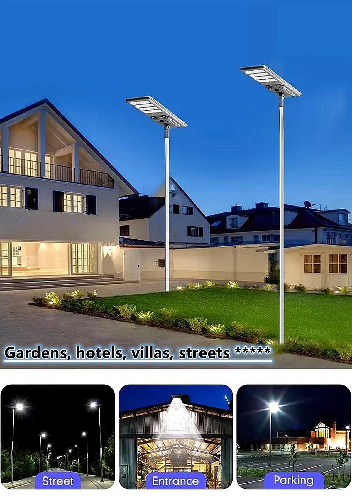 IP65 outdoor waterproof solar LED street lamp solar garden lamp  Villa, hotel，square solar street lamp