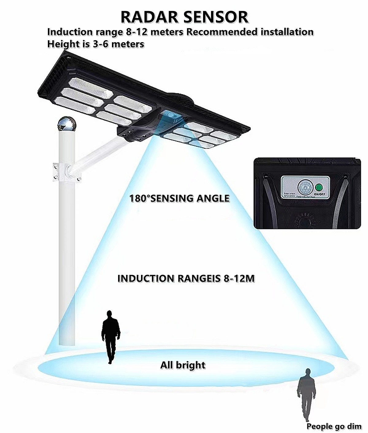 IP65 outdoor waterproof solar LED street lamp solar garden lamp  Villa, hotel，square solar street lamp
