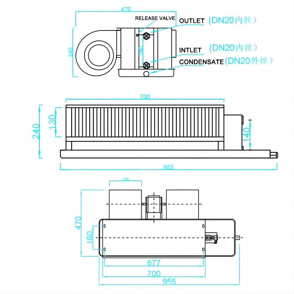 2 pipe 60 hertz cooling heating ducted/ceiling central air conditioner fcu fan coil unit