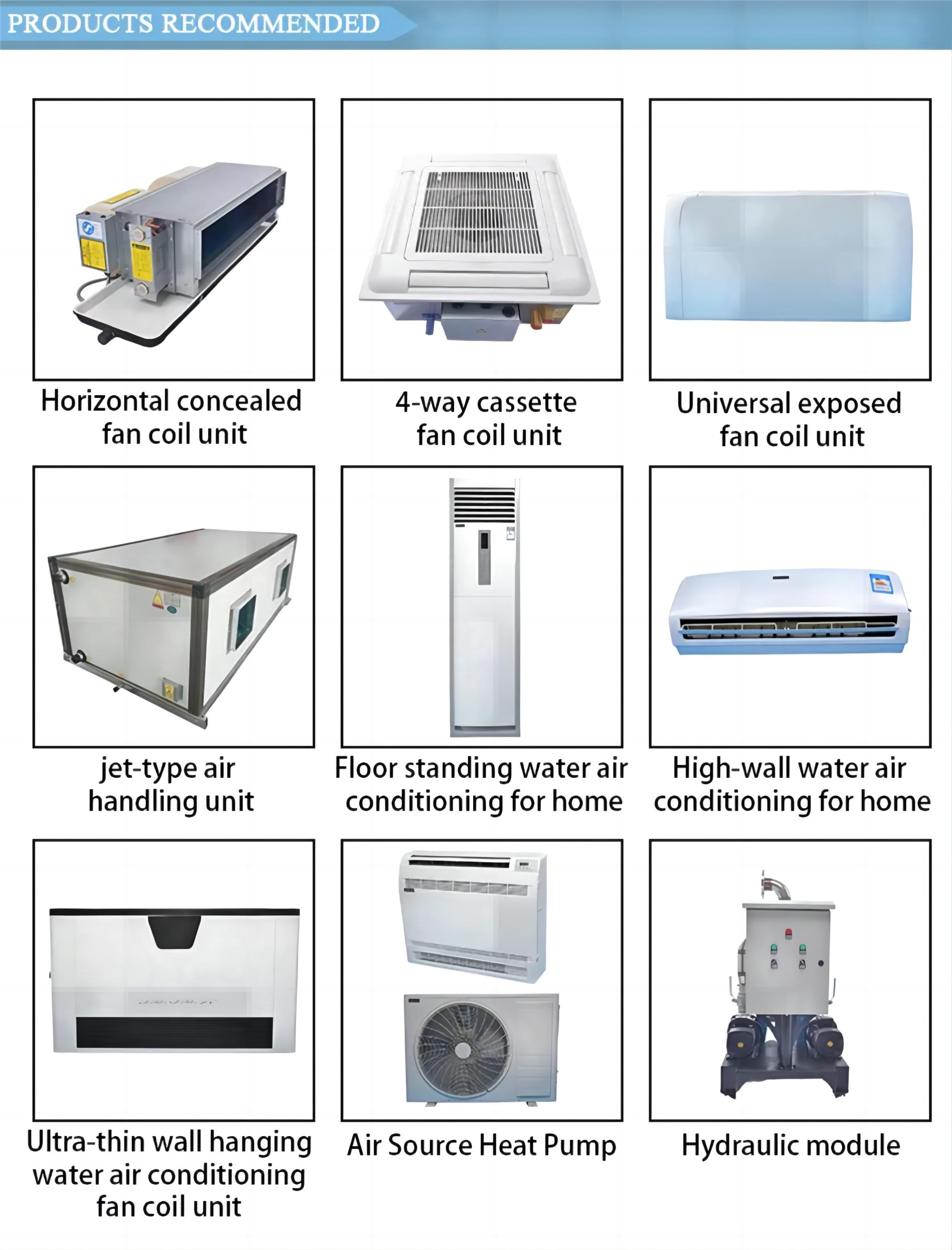Abs Fan Coil Unit with Ceiling Type Four Way Cassette Water Fan Coil Unit