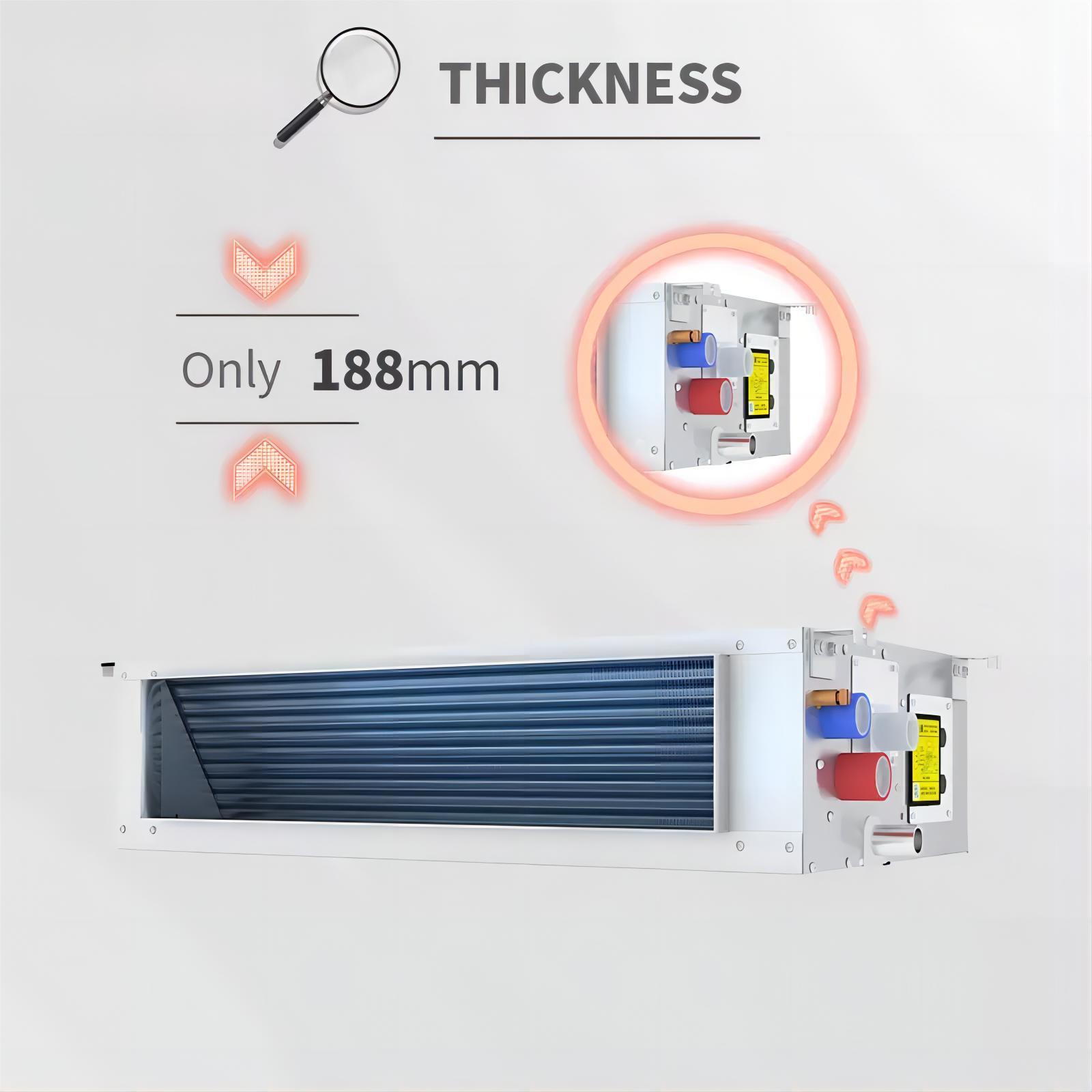 188Mm Slim Fancoil Low Noise Concealed Room Fan Coil Unit