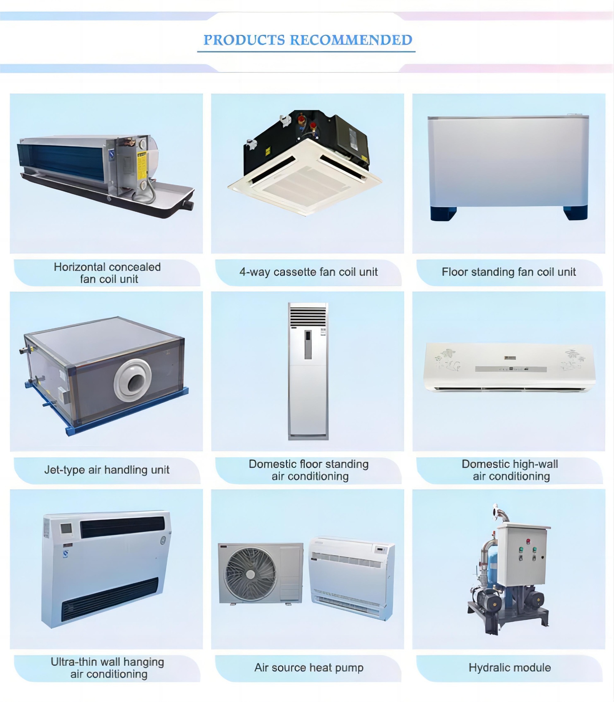 New type water air conditioner /vertical cabinet fan coil with cabinet