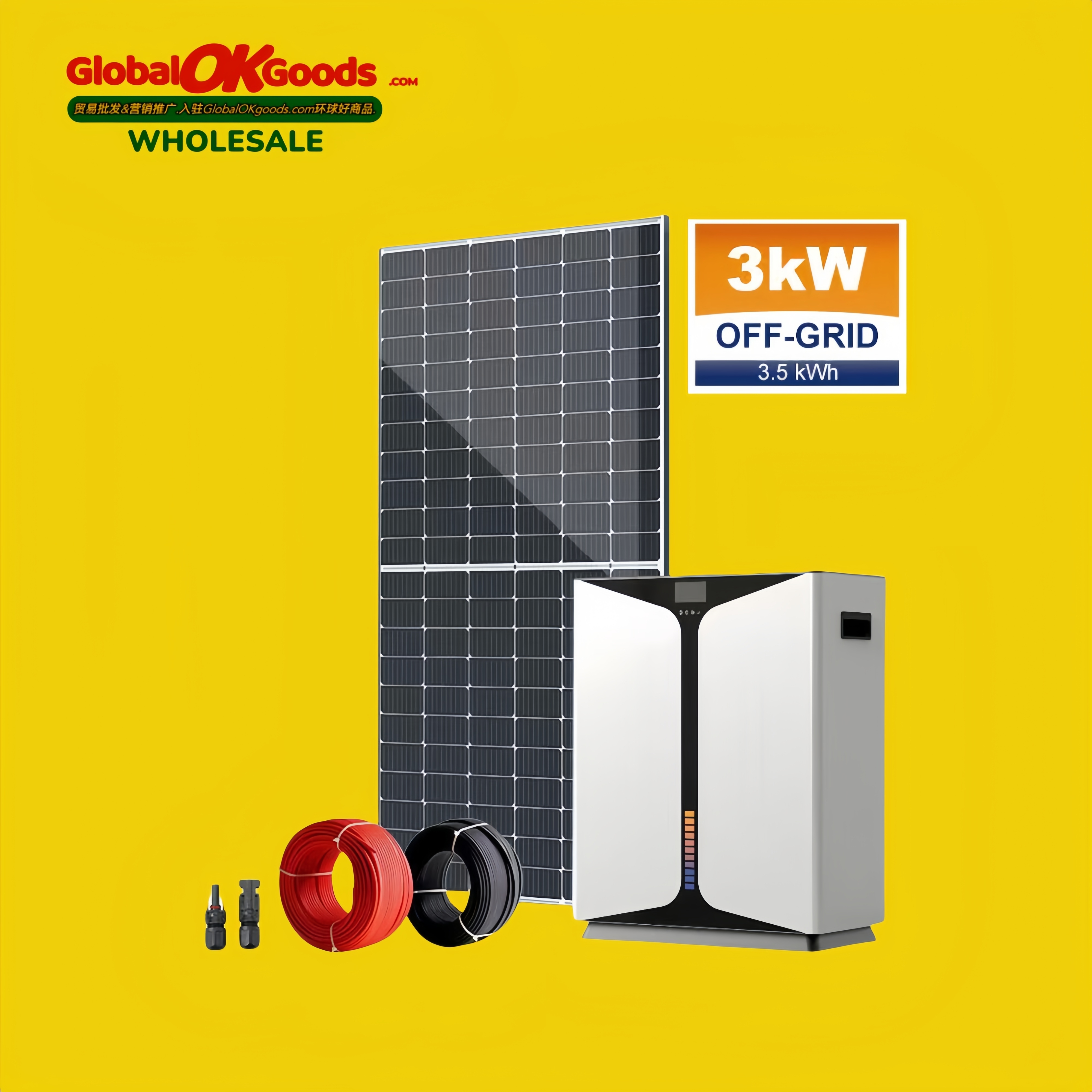 POWER:3KW Solar Power Generator Set+3.5KWH Lithium Battery +590W(5Pcs) original JinKo Monocrystalline silicon solar panel 100%POWER!