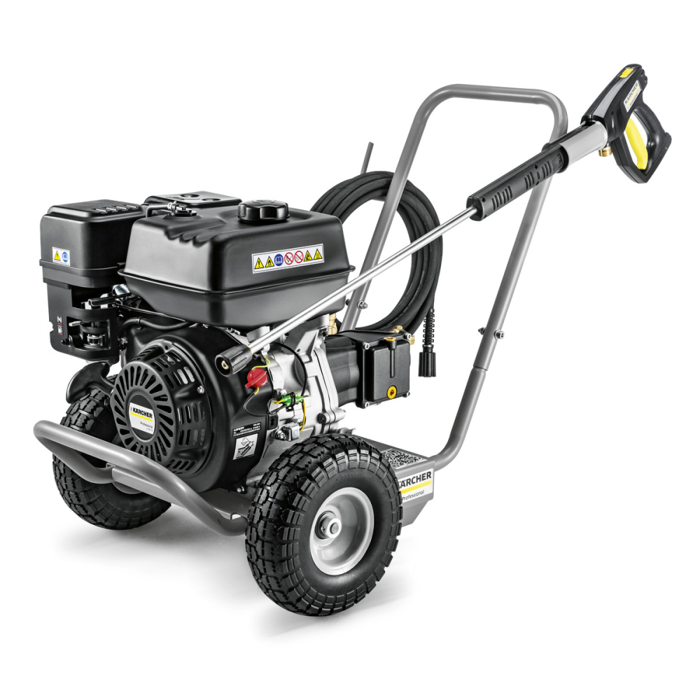 KÄRCHER High-pressure washer HD 6/15 G Classic Compact and mobile HD 6/15 G Classic cold water high-pressure cleaner with petrol engine and robust crankshaft pump. Ideally suited for municipalities, construction and handicraft.
