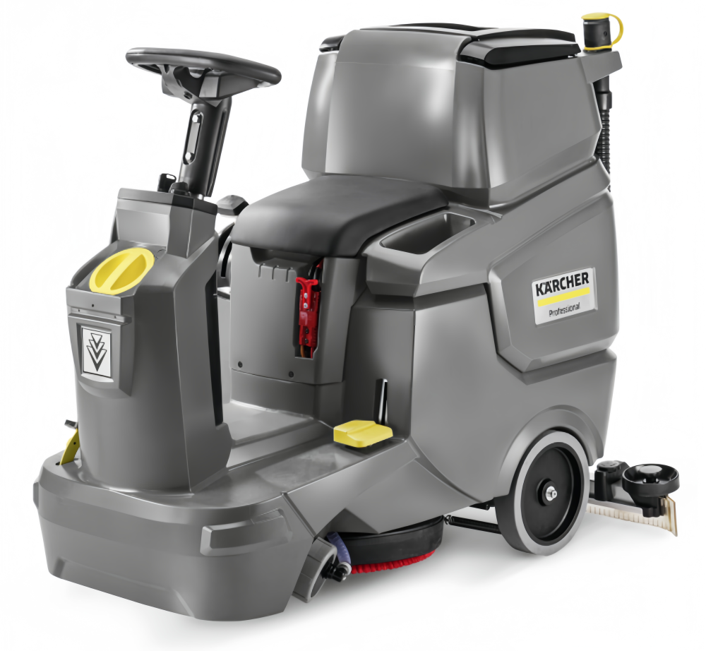 Kärcher Scrubber drier BD 50/70 R Classic *CN For an area performance of up to 2,000 m² per hour: the battery powered BD 50/70 R Classic ride-on scrubber drier with disc brush. Batteries and charger must be ordered separately.