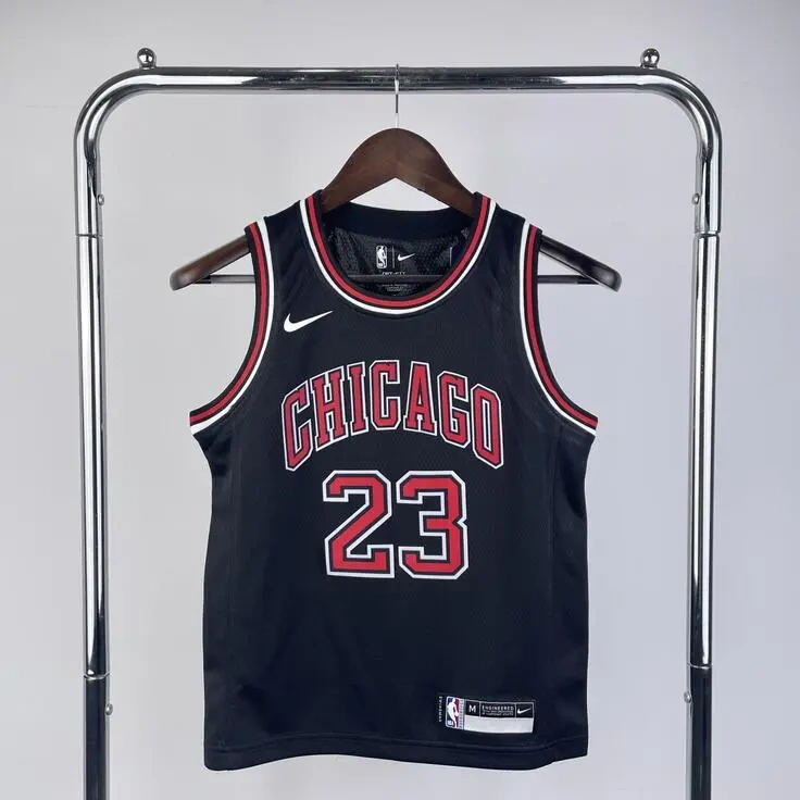Chicago Bulls #23 JORDAN Youth NBA Silk Jersey - Black