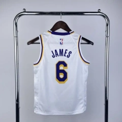 Los Angeles Lakers #6 James Youth NBA Silk Jersey - White