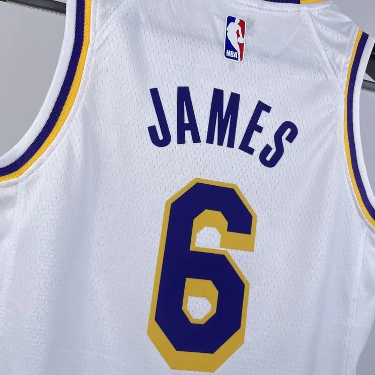 Los Angeles Lakers #6 James Youth NBA Silk Jersey - White