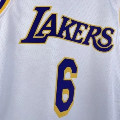Los Angeles Lakers #6 James Youth NBA Silk Jersey - White