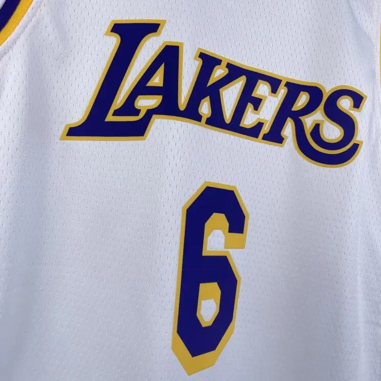 Los Angeles Lakers #6 James Youth NBA Silk Jersey - White