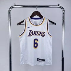 Los Angeles Lakers #6 James Youth NBA Silk Jersey - White