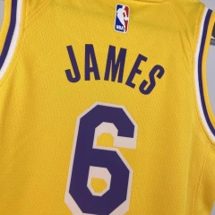 Los Angeles Lakers #6 JAMES Youth NBA Silk Jersey - Yellow