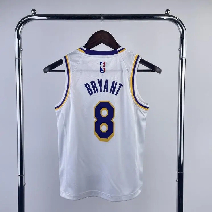 Los Angeles Lakers #8 BRYANT Youth NBA Silk Jersey - White