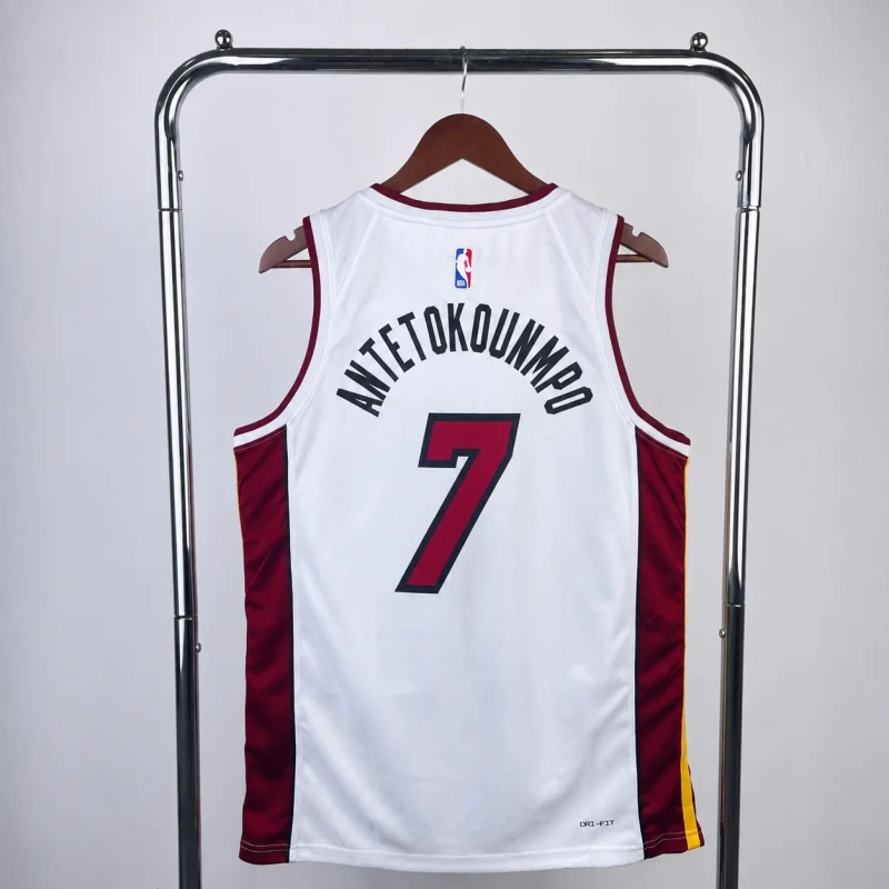 Miami Heat #7 Antetokounmpo Mens NBA Silk Jersey - White